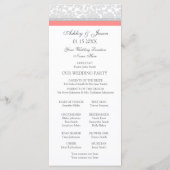 Coral Grey Damask Foto Trouwprogramma Programmakaart (Achterkant)