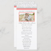 Coral Grey Damask Foto Trouwprogramma Programmakaart (Voorkant / Achterkant)