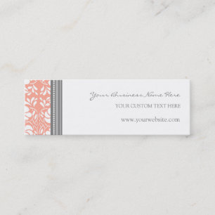 Coral Grey Damask Visitekaartjes