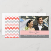 Coral Grey Dank u bruiloft foto kaarten (Voorkant / Achterkant)