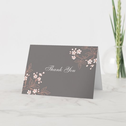 Coral Grey Floral Baby shower Hostess Bedankt (Voorkant)