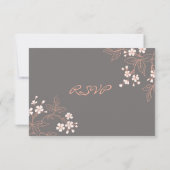 Coral Grey Floral RSVP Weddenschap Card (Achterkant)