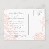 Coral Grey Floral Save the Date Aankondigingskaart (Achterkant)
