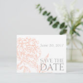 Coral Grey Floral Save the Date Aankondigingskaart (Staand voorkant)