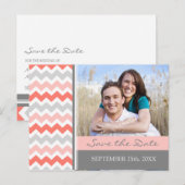 Coral Grey Foto Sla de datum bruiloft Briefkaarten (Voorkant / Achterkant)