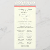 Coral Grey Off White Damask Wedding Program Programmakaart (Achterkant)