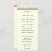 Coral Grey Off White Damask Wedding Program Programmakaart (Voorkant / Achterkant)
