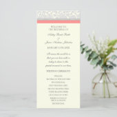 Coral Grey Off White Damask Wedding Program Programmakaart (Staand voorkant)