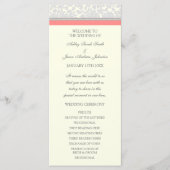 Coral Grey Off White Damask Wedding Program Programmakaart (Voorkant)
