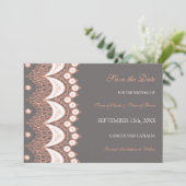 Coral Grey Photo Weddenschap Save the Date Card (Staand voorkant)