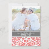 Coral Grey Photo Weddenschap Save the Date Card (Achterkant)