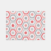 Coral Grey Retro Geometric Patroon Fleece Deken (Voorkant (Horizontaal))