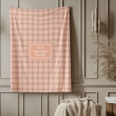 Coral Grey Tartan Throw Personalized Gift Idea Fleece Deken