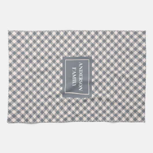 Coral Grey Tartan Towel Personalized Classic Look Theedoek (Horizontaal)