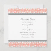 Coral Grey Wedding Save the Date Card (Voorkant)