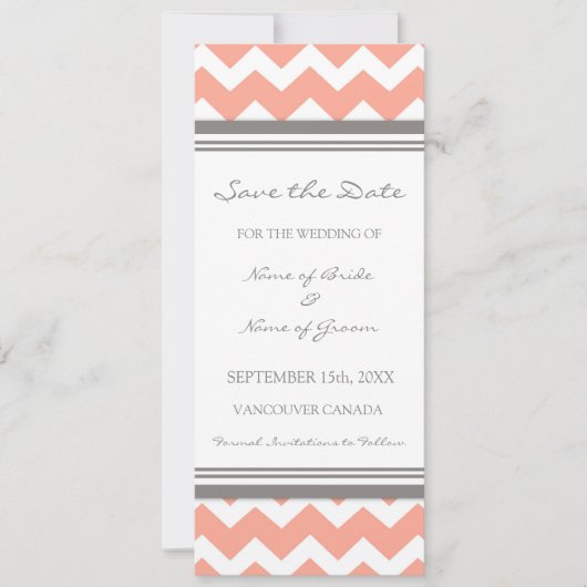 Coral Grey Wedding Save the Date Card (Voorkant)