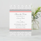 Coral Grey Wedding Save the Date Card (Staand voorkant)