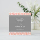 Coral Grey Wedding Save the Date Card (Staand voorkant)