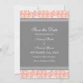 Coral Grey Wedding Save the Date Kaart (Voorkant)