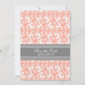 Coral Grey Wedding Save the Date Kaart (Achterkant)