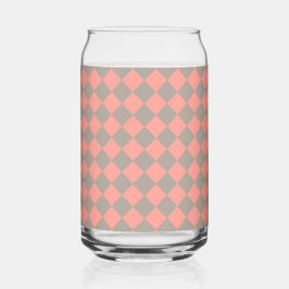 Coral Grijs Checker Diamant Patroon Blikvorm Glas