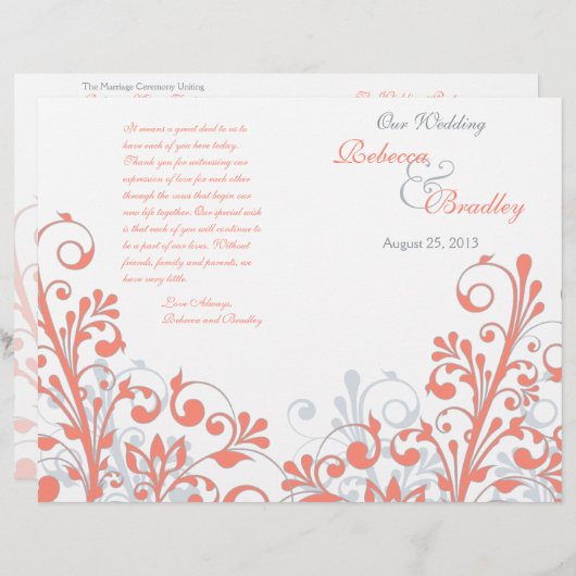 Coral grijs wit abstract bloemprogramma (Voorkant / Achterkant)