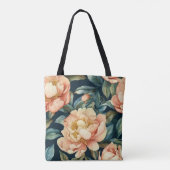 Coral Grunge Floral Tote Bag (Achterkant)