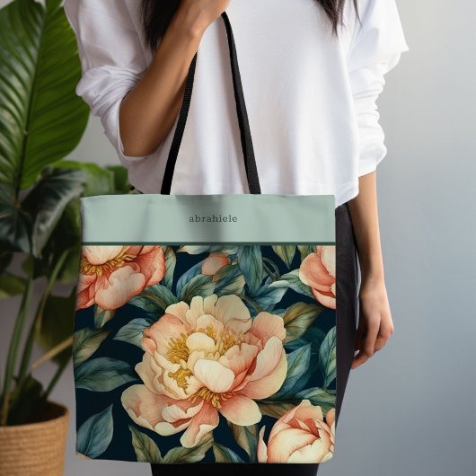 Coral Grunge Floral Tote Bag