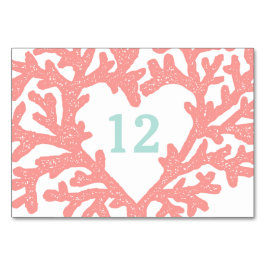 Coral Heart Aqua Beach Trouwtafel Nummers Kaart