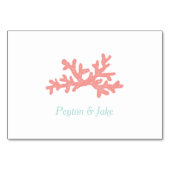 Coral Heart Aqua Beach Trouwtafel Nummers Kaart (Achterkant)