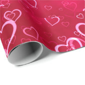 Coral Heart Grid: Eenvoudige Verspreide Zoetheid Cadeaupapier (Rol Hoek)