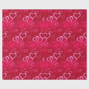 Coral Heart Grid: Eenvoudige Verspreide Zoetheid Cadeaupapier
