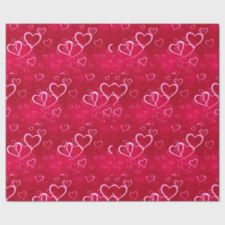 Coral Heart Grid: Eenvoudige Verspreide Zoetheid  Cadeaupapier