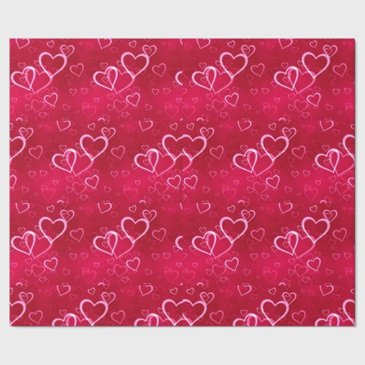 Coral Heart Grid: Eenvoudige Verspreide Zoetheid Cadeaupapier (Zoom)
