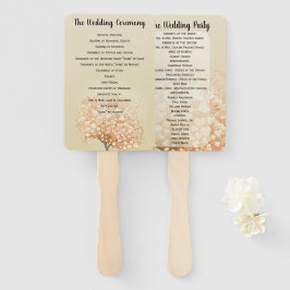 Coral Heart Leaf Tree Wedding Programme Handwaaier