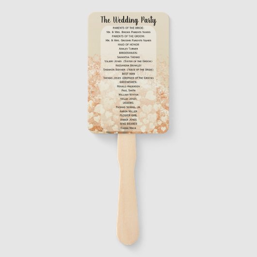 Coral Heart Leaf Tree Wedding Programme Handwaaier (Achterkant)