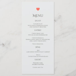Coral Heart Wedding Menu