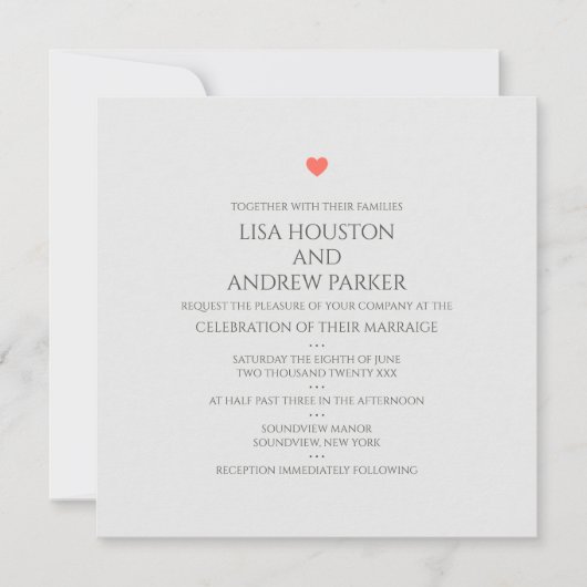 Coral Heart Wedding Square (Voorkant)