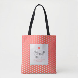 Coral Heart Wedding Tote Bag