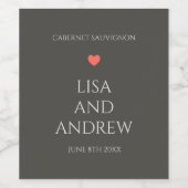 Coral Heart Wedding Wijn Etiket (Enkel label)