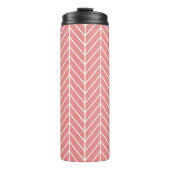 Coral Herringbone Chevron Pattern Thermal Tumbler Thermosbeker (Voorkant)