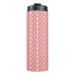 Coral Herringbone Chevron Pattern Thermal Tumbler Thermosbeker