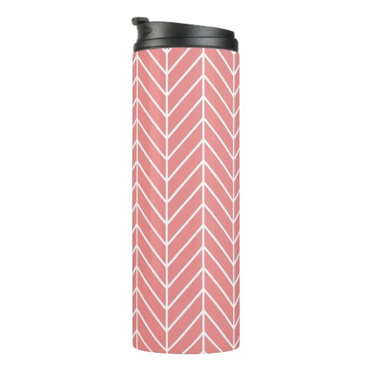 Coral Herringbone Chevron Pattern Thermal Tumbler Thermosbeker (Geroteerd rechts)