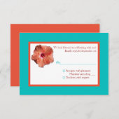 Coral Hibiscus en Aqua II-antwoordkaart Kaart (Voorkant / Achterkant)