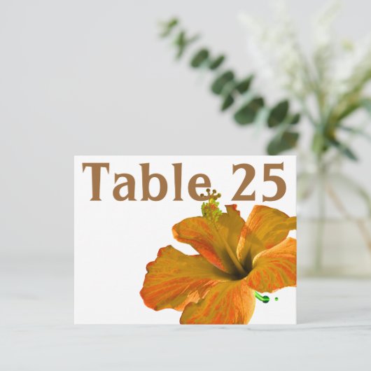 Coral Hibiscus Tabel Nummer Kaart (Staand voorkant)