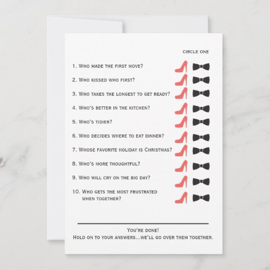 Coral Hij zei: "vrijgezellenfeest spelkaart" Kaart (Achterkant)