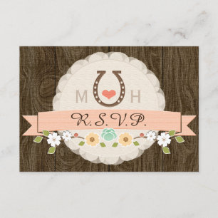 CORAL HOEFIJZER WESTERN WEDDING RSVP-KAART RSVP KAARTJE