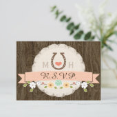 CORAL HOEFIJZER WESTERN WEDDING RSVP-KAART RSVP KAARTJE (Staand voorkant)