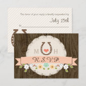 CORAL HOEFIJZER WESTERN WEDDING RSVP-KAART RSVP KAARTJE (Voorkant / Achterkant)