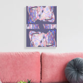 Coral & Indigo Abstract Flowing Forms Canvas Afdruk (Insitu (Woonkamer))